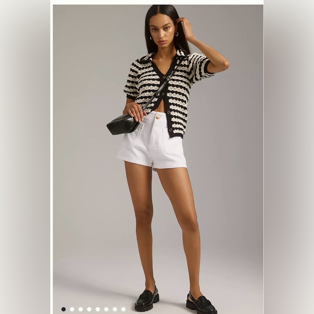 Anthropologie Maeve Women's White Solid High Rise The Colette Shorts Size 31